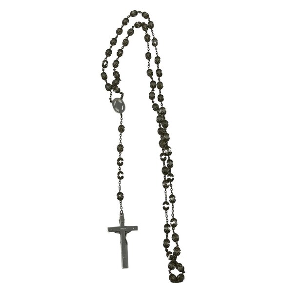 Vintage Rosary Faux Pearl Silver Tone Five Decade Made‎ in Italy - Picture 2 of 10